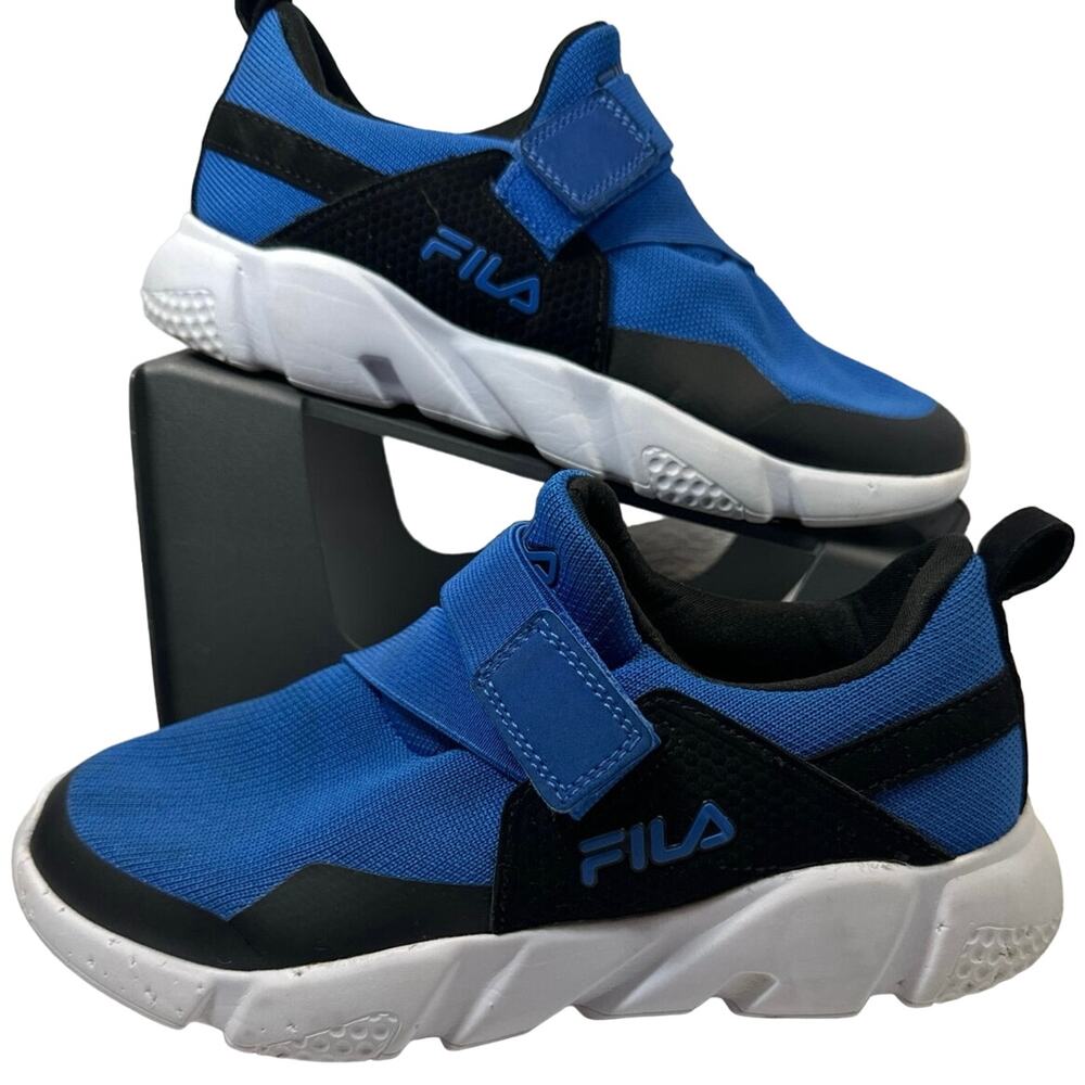 Fila Kids Slip On Sneakers Blue Black White 3RM01311-410 Youth Size 5.5Y